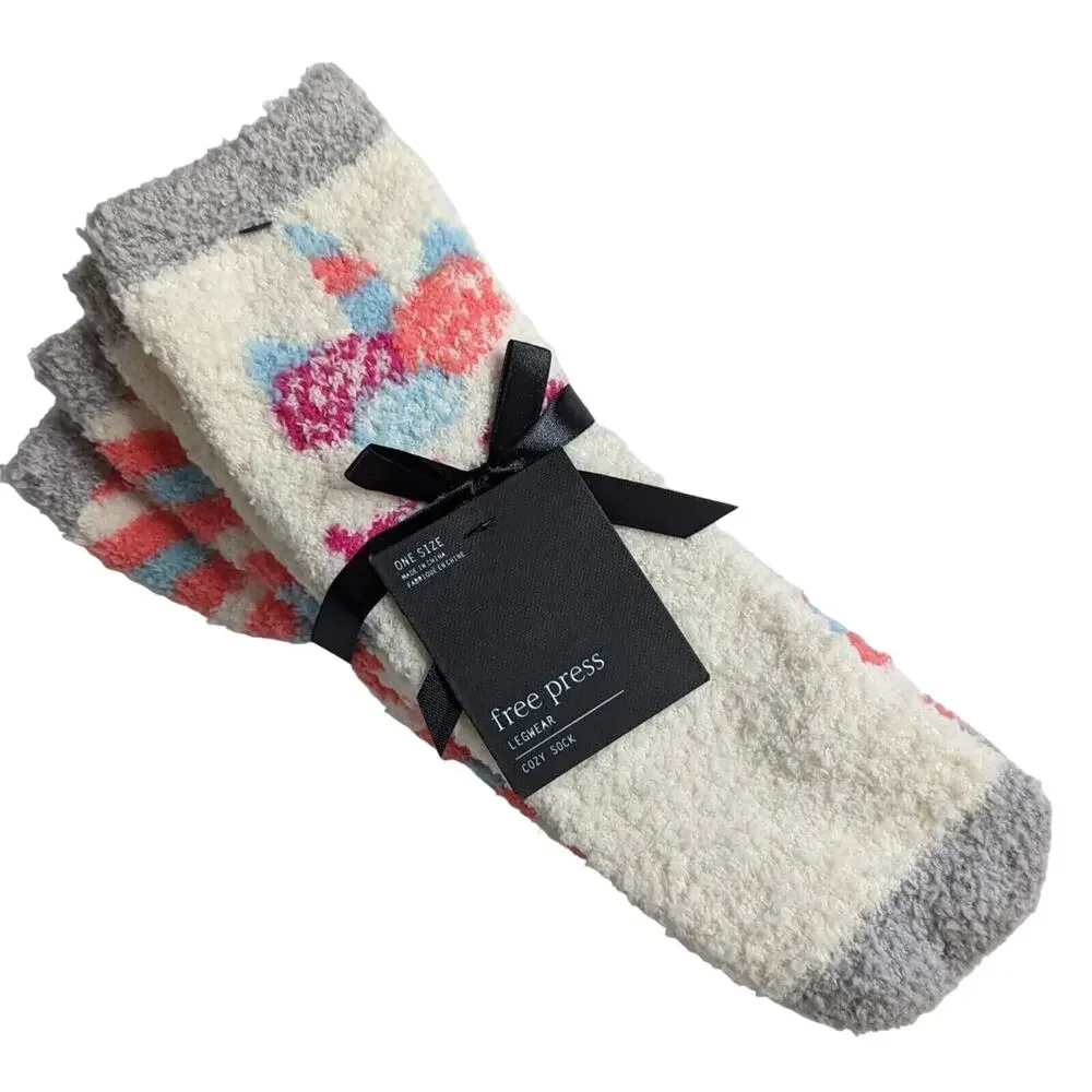 Free Press Cozy Winter Socks Pink Pastel 2 Pack - Picture 1 of 6